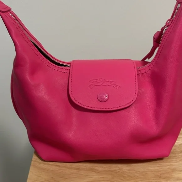 Longchamp Le Pliage Extra Small Handbag Pink Leather - Picture 8 of 10